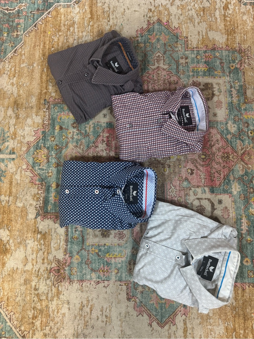Lot of Four Men’s Buttercloth Long Sleeve Button Up Shirts Size Large Tall